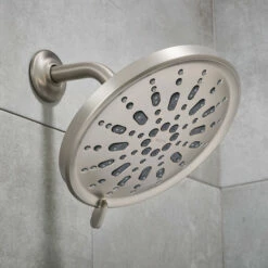 Enthrall Spot Resist Brushed Nickel Five-Function 9" Diameter Eco-Performance Spray Head Rainshower