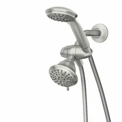 Attune Spot Resist Brushed Nickel Eight-function 4.75" Diameter Spray Head Standard With Handshower 10 Attune Spot Resist Brushed Nickel Eight-function 4.75" Diameter Spray Head Standard With Handshower -Hot Sale Moen Store 218C0SRN.tif
