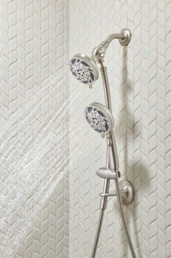 Renewal Spot Resist Brushed Nickel Five-Function 4 1/2" Diameter Standard Spray Head With Handheld Shower 26 Renewal Spot Resist Brushed Nickel Five-Function 4 1/2" Diameter Standard Spray Head With Handheld Shower -Hot Sale Moen Store 26035SRN CloseUp2.tif