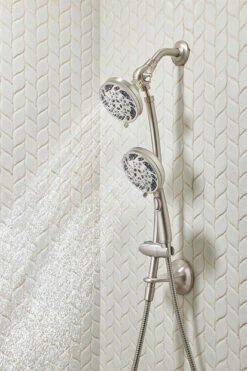 Renewal Spot Resist Brushed Nickel Five-Function 4 1/2" Diameter Standard Spray Head With Handheld Shower 23 Renewal Spot Resist Brushed Nickel Five-Function 4 1/2" Diameter Standard Spray Head With Handheld Shower -Hot Sale Moen Store 26035SRN CloseUp3.tif
