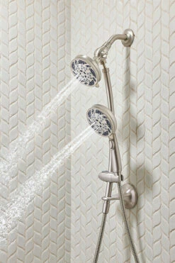 Renewal Spot Resist Brushed Nickel Five-Function 4 1/2" Diameter Standard Spray Head With Handheld Shower 29 Renewal Spot Resist Brushed Nickel Five-Function 4 1/2" Diameter Standard Spray Head With Handheld Shower -Hot Sale Moen Store 26035SRN CloseUp6.tif