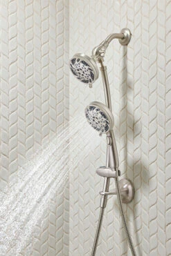 Renewal Spot Resist Brushed Nickel Five-Function 4 1/2" Diameter Standard Spray Head With Handheld Shower 30 Renewal Spot Resist Brushed Nickel Five-Function 4 1/2" Diameter Standard Spray Head With Handheld Shower -Hot Sale Moen Store 26035SRN CloseUp7.tif