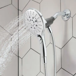 Engage Chrome Six-Function 5 1/2" Diameter Spray Head Handheld Shower