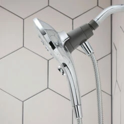 Engage Chrome Six-Function 5 1/2" Diameter Eco-Performance Spray Head Handheld Shower 10 Engage Chrome Six-Function 5 1/2" Diameter Eco-Performance Spray Head Handheld Shower -Hot Sale Moen Store 26115 CloseUp Side sqcrop.tif