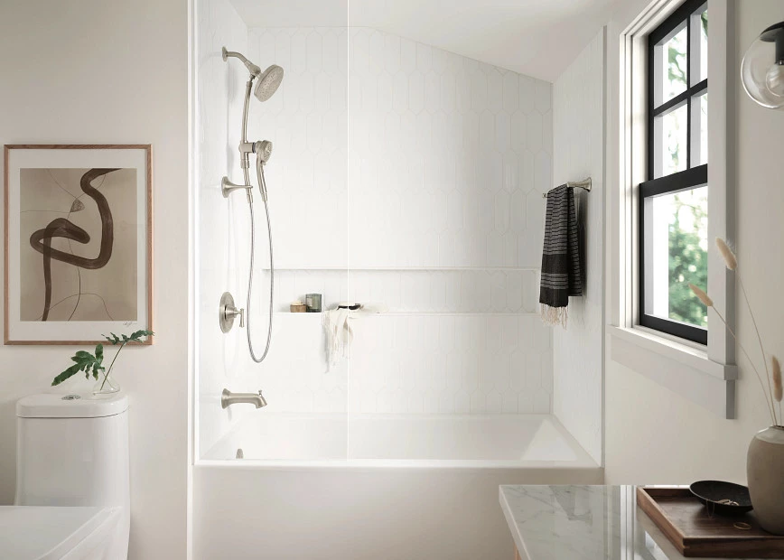 Engage Spot Resist Brushed Nickel Six-Function 6-1/2" Diameter Spray Head Standard With Handshower 5 Engage Spot Resist Brushed Nickel Six-Function 6-1/2" Diameter Spray Head Standard With Handshower - Image 3