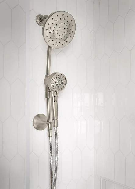 Engage Spot Resist Brushed Nickel Six-Function 6-1/2" Diameter Spray Head Standard With Handshower 6 Engage Spot Resist Brushed Nickel Six-Function 6-1/2" Diameter Spray Head Standard With Handshower - Image 4