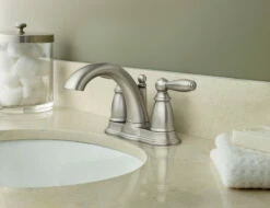 Brantford Brushed Nickel Two-Handle High Arc Bathroom Faucet -Hot Sale Moen Store 6610bn set6.tif