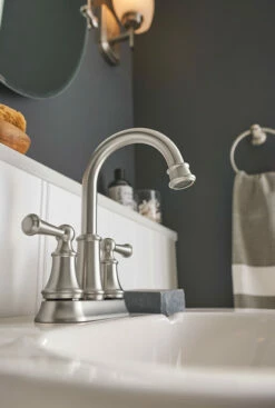 Brecklyn Spot Resist Brushed Nickel Two-Handle High Arc Bathroom Faucet -Hot Sale Moen Store 84162SRN CloseUp3aa.tif