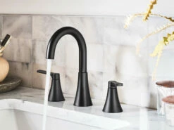Mikah Matte Black Two-handle High Arc Bathroom Faucet 5 Mikah Matte Black Two-handle High Arc Bathroom Faucet -Hot Sale Moen Store 84312bl glam2.tif