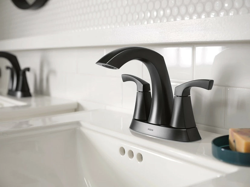 Lindor Matte Black Two-handle High Arc Bathroom Faucet 4 Lindor Matte Black Two-handle High Arc Bathroom Faucet - Image 2