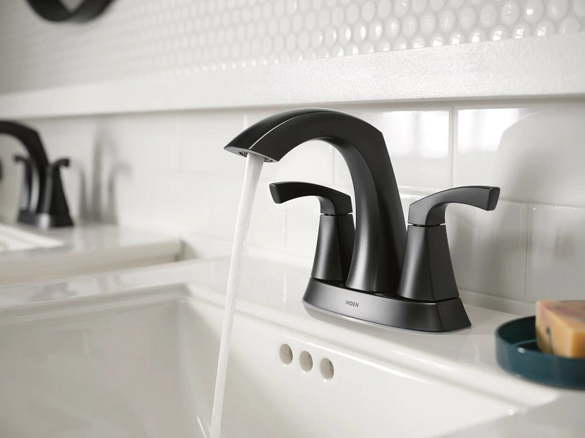 Lindor Matte Black Two-handle High Arc Bathroom Faucet 5 Lindor Matte Black Two-handle High Arc Bathroom Faucet - Image 3
