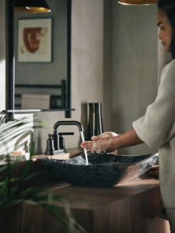 N/A Matte Black Two-handle High Arc Bathroom Faucet