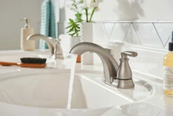 Hilliard Spot Resist Brushed Nickel Two-Handle Low Arc Bathroom Faucet -Hot Sale Moen Store 84532SRN glam3.tif