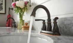 Hilliard Mediterranean Bronze Two-Handle High Arc Bathroom Faucet 19 Hilliard Mediterranean Bronze Two-Handle High Arc Bathroom Faucet -Hot Sale Moen Store 84537brb closeup3.tif