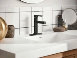 Rinza Matte Black One-Handle High Arc Bathroom Faucet 11 Rinza Matte Black One-Handle High Arc Bathroom Faucet -Hot Sale Moen Store 84627bl glam1.tif