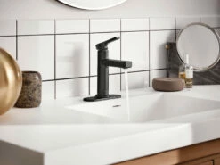 Rinza Matte Black One-Handle High Arc Bathroom Faucet 12 Rinza Matte Black One-Handle High Arc Bathroom Faucet -Hot Sale Moen Store 84627bl glam2.tif