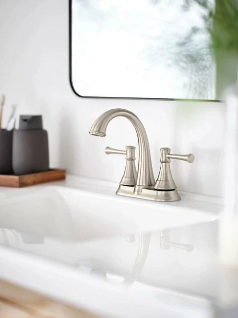 Gilmour Spot Resist Brushed Nickel Two-handle High Arc Bathroom Faucet 4 Gilmour Spot Resist Brushed Nickel Two-handle High Arc Bathroom Faucet - Image 2