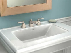 Boardwalk Spot Resist Brushed Nickel Two-Handle Low Arc Bathroom Faucet