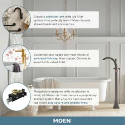 Weymouth Brushed Gold Two-handle Tub Filler Includes Hand Shower -Hot Sale Moen Store TubFillerImageFINAL 4.jpg 4