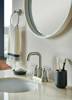 Gibson Spot Resist Brushed Nickel Two-Handle High Arc Bathroom Faucet