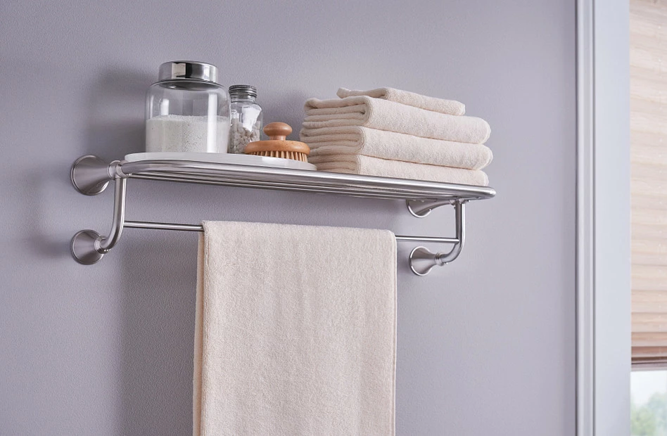 Moen Brushed Nickel 24" Towel Shelf 7 Moen Brushed Nickel 24" Towel Shelf - Image 5