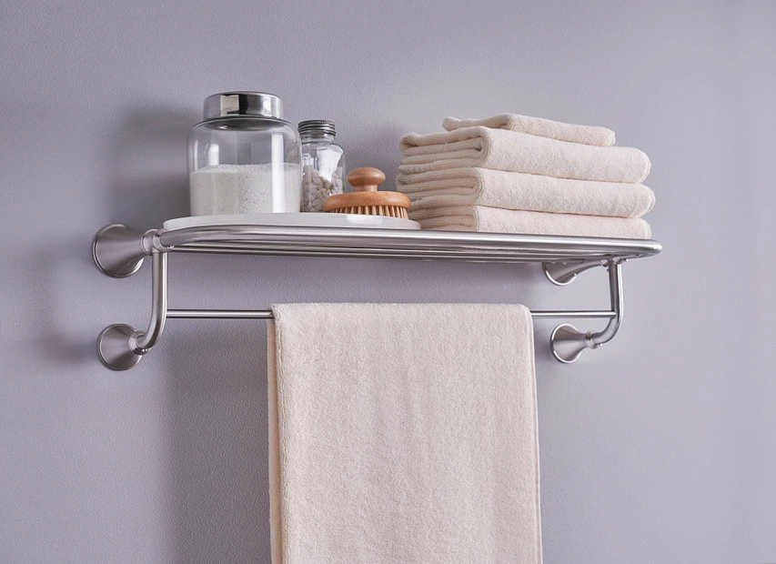 Moen Brushed Nickel 24" Towel Shelf 3 Moen Brushed Nickel 24" Towel Shelf