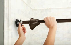 Curved Shower Rods Old World Bronze Tension Curved Shower Rod 14 Curved Shower Rods Old World Bronze Tension Curved Shower Rod -Hot Sale Moen Store csr2172owb install2.tif