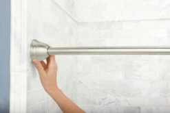 Curved Shower Rods Brushed Nickel Tension Curved Shower Rod -Hot Sale Moen Store dn2170bn install3.tif