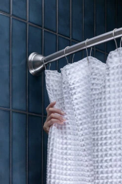 Curved Shower Rods Curved Shower Rod With Magnetix Brushed Nickel Tension Or Permanent Mount -Hot Sale Moen Store mdn2170bn lifestyle1.tif