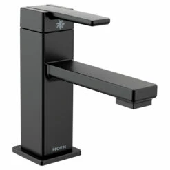 90 Degree Matte Black One-handle Low Arc Bathroom Faucet