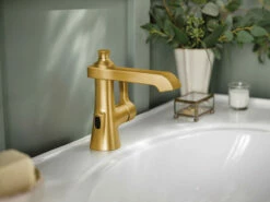 Flara Brushed Gold One-handle High Arc Bathroom Faucet 8 Flara Brushed Gold One-handle High Arc Bathroom Faucet -Hot Sale Moen Store s6981ewbg glam1.tif