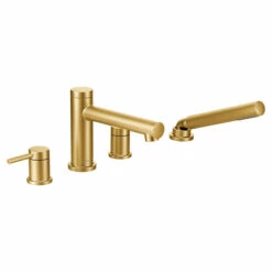 Align Brushed Gold Two-Handle Diverter Roman Tub Faucet Including Handheld Shower
