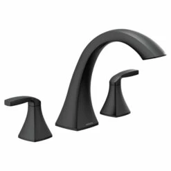 Voss Matte Black Two-handle High Arc Roman Tub Faucet
