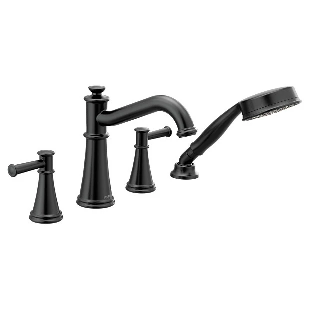 Belfield Matte Black Two-handle Diverter Roman Tub Faucet Includes Hand Shower 3 Belfield Matte Black Two-handle Diverter Roman Tub Faucet Includes Hand Shower
