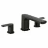 Rizon Matte Black Two-Handle Low Arc Roman Tub Faucet
