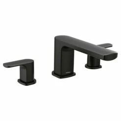 Rizon Matte Black Two-Handle Low Arc Roman Tub Faucet