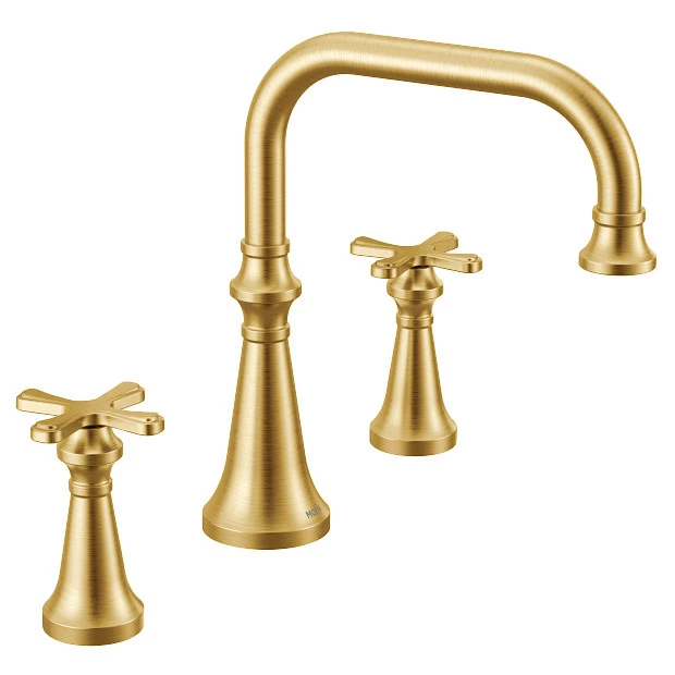 Colinet Brushed Gold Two-handle High Arc Roman Tub Faucet 3 Colinet Brushed Gold Two-handle High Arc Roman Tub Faucet