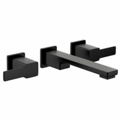90 Degree Matte Black Two-handle Wall Mount Bathroom Faucet