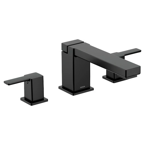 90 Degree Matte Black Two-handle High Arc Roman Tub Faucet 3 90 Degree Matte Black Two-handle High Arc Roman Tub Faucet