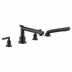 Arris Matte Black Two-Handle Diverter Roman Tub Faucet Including Handheld Shower