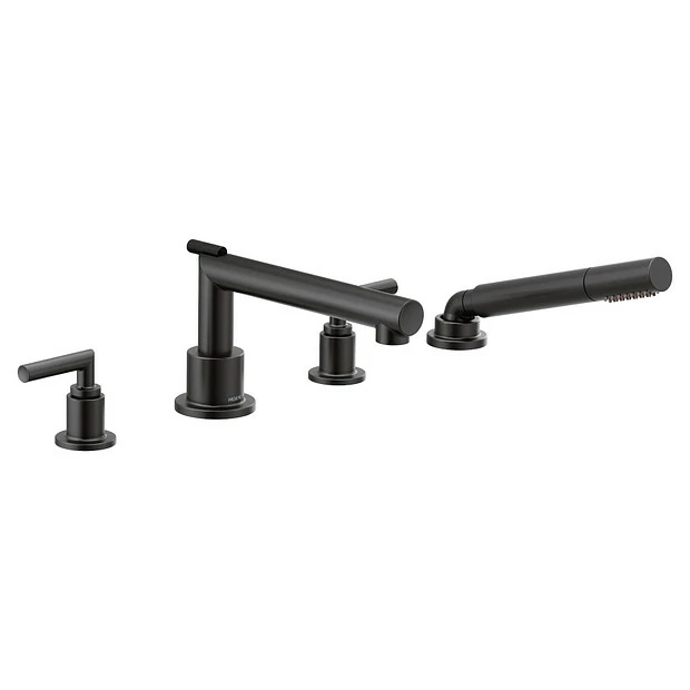 Arris Matte Black Two-Handle Diverter Roman Tub Faucet Including Handheld Shower 3 Arris Matte Black Two-Handle Diverter Roman Tub Faucet Including Handheld Shower