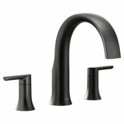 Doux Matte Black Two-Handle Non-Diverter Roman Tub Faucet