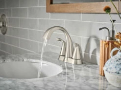 Oxby Spot Resist Brushed Nickel Two-Handle Bathroom Faucet -Hot Sale Moen Store ws84660srn glam2.tif