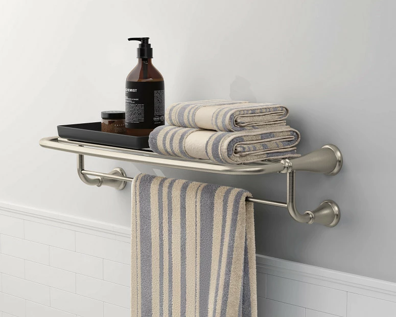 Banbury Brushed Nickel 24" Towel Bar With Shelf 4 Banbury Brushed Nickel 24" Towel Bar With Shelf - Image 2