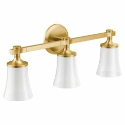 Flara Brushed Gold Three Globe Bath Light