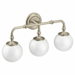 Colinet Brushed Nickel Three Globe Bath Light