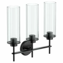 Greenfield Matte Black Three Globe Bath Light