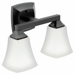 Voss Matte Black Two Globe Bath Light