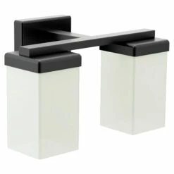 90 Degree Matte Black Two Globe Bath Light